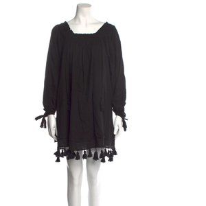 Apiece Apart Tewa Square Neck Black Cotton Gauze Mini Dress size XS S 0